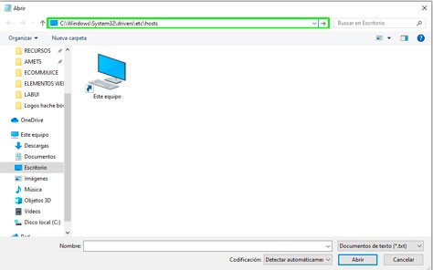 Accede al Archivo Hosts Accede al Archivo Hosts